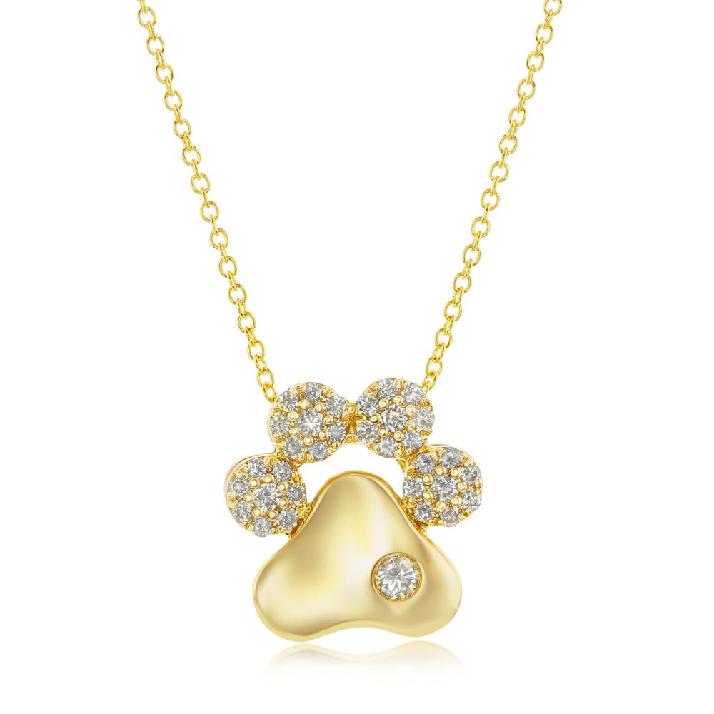 Le Vian Creme Brulee Furry Friend Paw Pendant Featuring 1/3 Carats Round Cut Nude Diamonds Set in 14K Honey Gold. Tag TRKT 34.