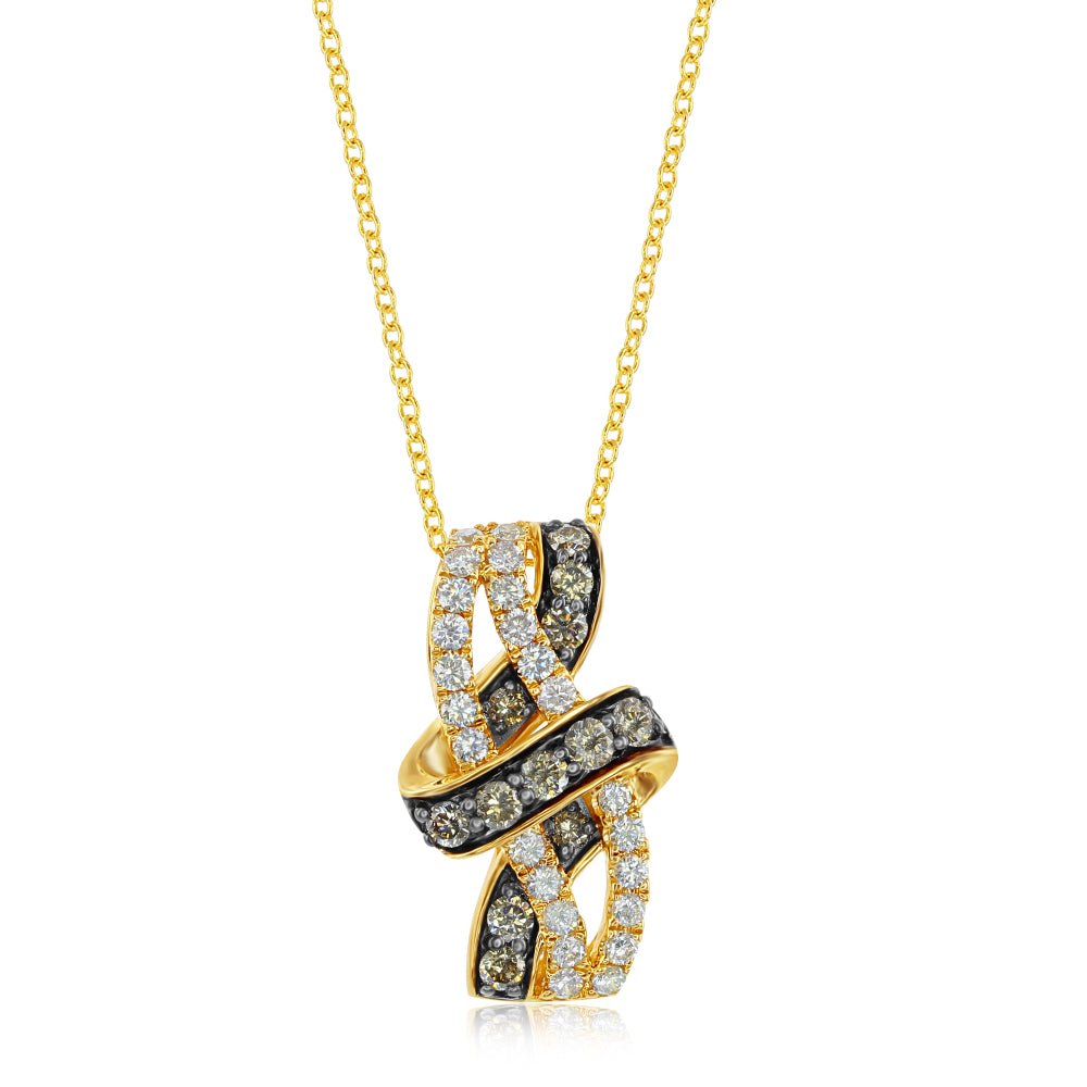 Le Vian Creme Brulee and Chocolate Multi-Layer Diamond Knot Pendant Set in 14K Honey Gold