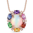 Load image into Gallery viewer, Le Vian Neopolitan Oval Opal Rainbow Sapphire Halo Diamond Pendant
