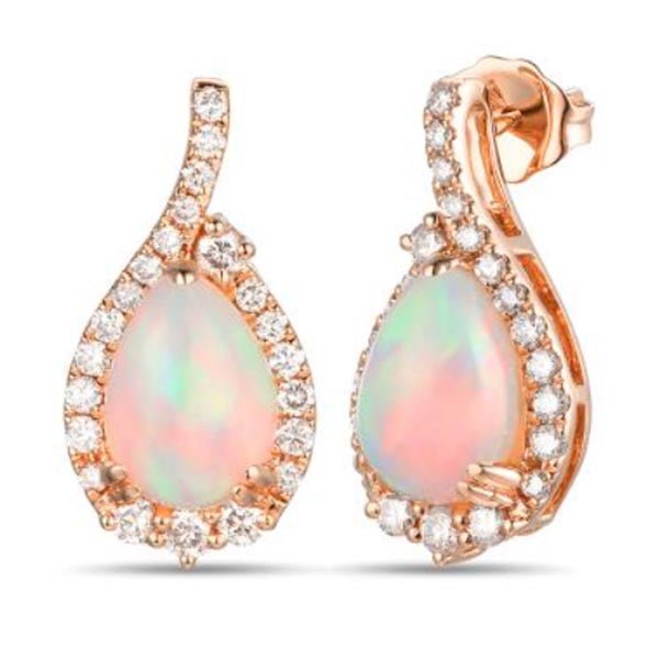 Le Vian Pear Shaped Neopolitan Opal Nude Diamond Halo Earrings