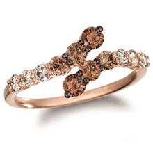 Load image into Gallery viewer, Le Vian 14K Strawberry Gold Petite Bypass Twist Chocolate &amp; Vanilla Diamond Ring
