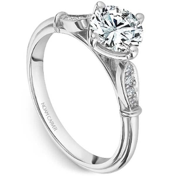 Noam Carver Compass Set Round Four Prong Diamond Engagement Ring