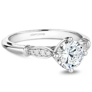 Noam Carver Compass Set Round Four Prong Diamond Engagement Ring
