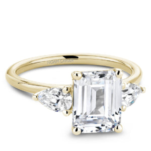 Noam Carver Emerald Center Three Stone Diamond Engagement Ring