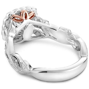 Noam Carver Floral Leaf Vintage Style Halo Diamond Engagement Ring