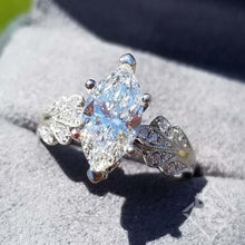 Load image into Gallery viewer, Noam Carver Floral Leaf Vintage Style Large Marquise Center Engagement Ring
