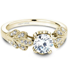 Load image into Gallery viewer, Noam Carver Floral Leaf Vintage Style Round Diamond Engagement Ring
