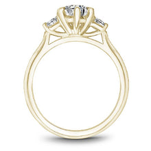 Load image into Gallery viewer, Profile of Noam Carver 14K Yellow Gold High Polish Three Stone Diamond Engagement Ring Featuring 0.24 Carats Total Weight Round Cut Side Diamonds.
