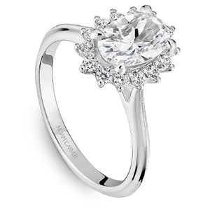Noam Carver 14K White Gold High Polished Oval Center Starburst Halo Diamond Engagement Ring