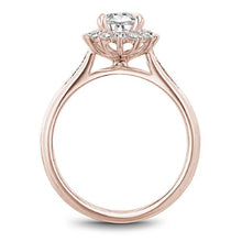 Load image into Gallery viewer, Profile of Noam Carver 14K Rose Gold High Polished Oval Center Starburst Halo Diamond Engagement Ring
