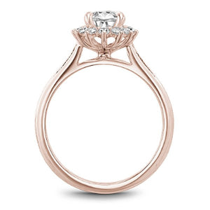 Profile of Noam Carver 14K Rose Gold High Polished Oval Center Starburst Halo Diamond Engagement Ring