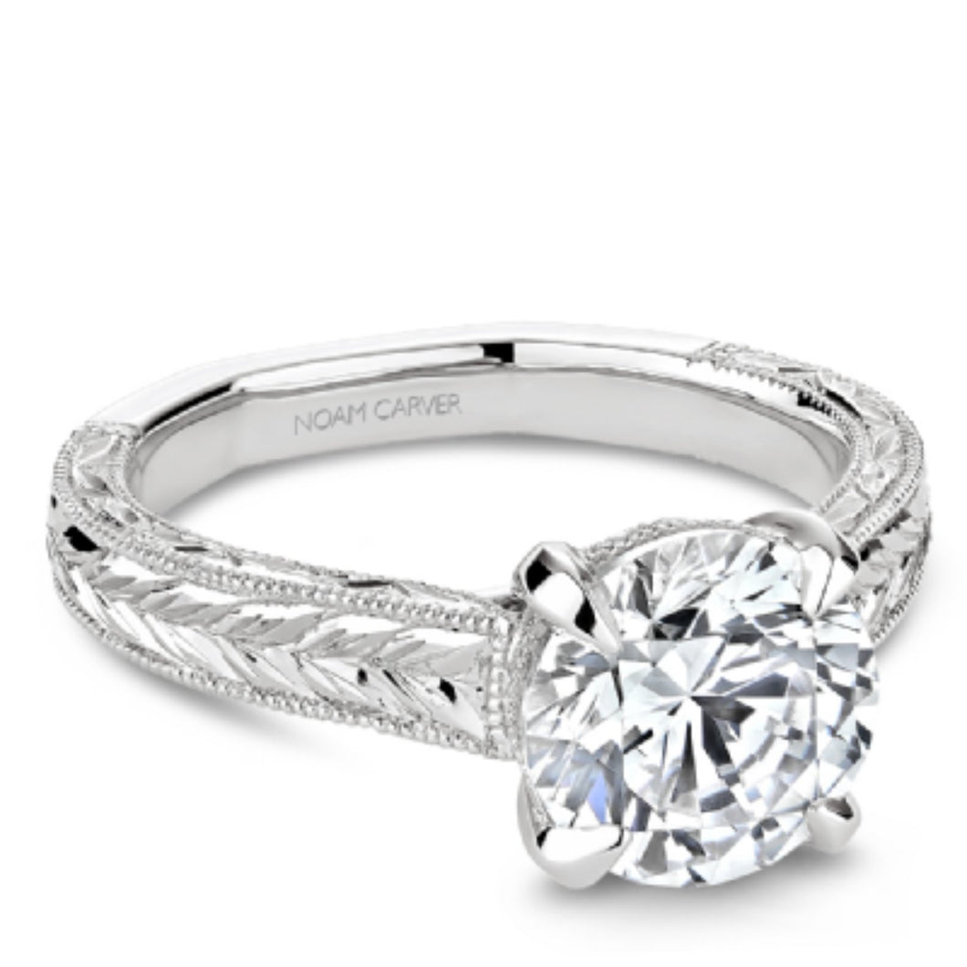 Noam Carver Milgrained Edges Diamond Engagement Ring
