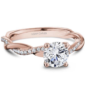 Noam Carver Rose & White Round Cut Twist Diamond Engagement Ring