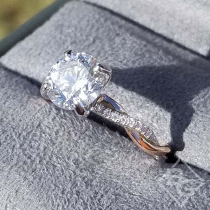 Noam Carver Rose & White Round Cut Twist Diamond Engagement Ring