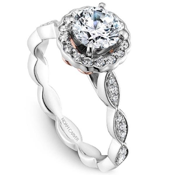 Noam Carver Scalloped Halo Diamond Engagement Ring