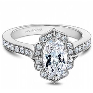 Noam Carver Scalloped Halo Vintage Style Diamond Engagement Ring