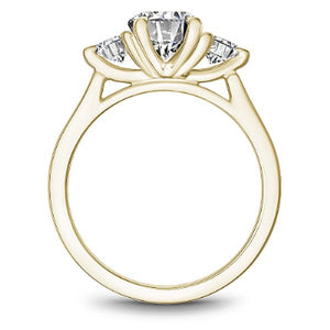 Noam Carver Yellow Gold Cathedral Three Stone Diamond Engagement Ring