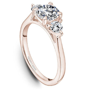Noam Carver Rose Gold Cathedral Three Stone Diamond Engagement Ring