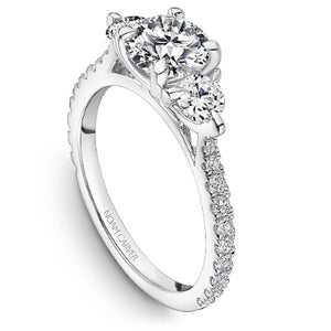 Noam Carver White Gold Three Stone Cathedral Prong Set Diamond Engagement Ring