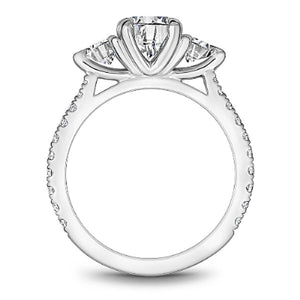 Profile View of Noam Carver White Gold Three Stone Cathedral Prong Set Diamond Engagement Ring