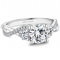 Noam Carver 14K White Gold Twisted Shank Three Stone Diamond Engagement Ring