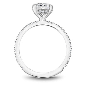 Profile View of Noam Carver 14K White Gold Hidden Halo Emerald Cut Diamond Engagement Ring