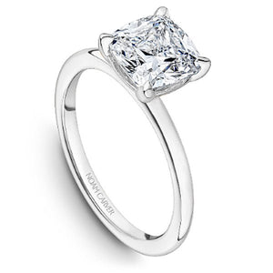 Noam Carver White Gold High Polish Cushion Cut Solitaire Engagement Ring with White Gold Four Claw Prong Head 