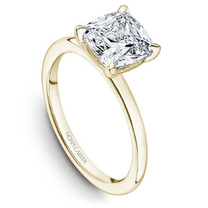 Noam Carver Yellow Gold High Polish Cushion Cut Solitaire Engagement Ring with Four Claw Prong Head 