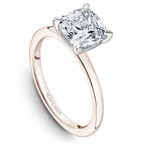 Noam Carver Two-Tone Rose Gold High Polish Cushion Cut Solitaire Engagement Ring with White Gold Four Claw Prong Head 