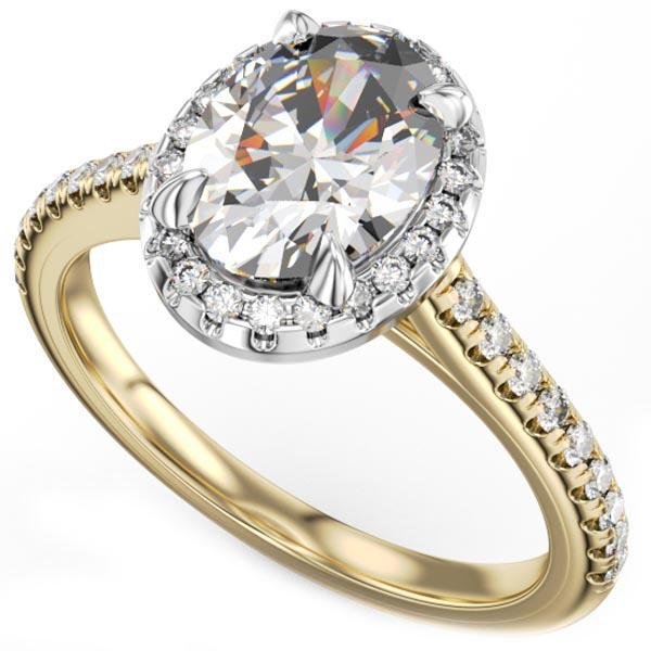 Noam Carver Two-Tone Oval Cut Diamond Halo Engagement Ring