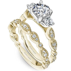 Noam Carver Vintage Style Three Stone Round Diamond Engagement Ring