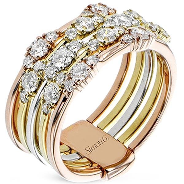 Simon G. 18K Five Layer Tri-Color Gold Stackable Diamond Ring