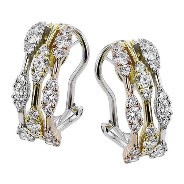 Simon G. 18K Multi-Layer Tri-Color Gold Stackable Diamond Earrings