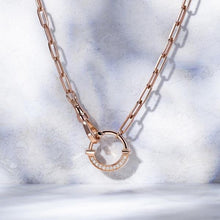 Load image into Gallery viewer, Simon G. 18K Rose Gold Contemporary Paperclip Diamond Circle Pendant
