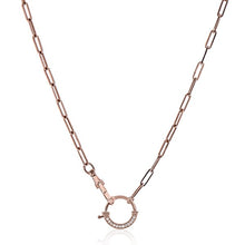 Load image into Gallery viewer, Simon G. 18K Rose Gold Contemporary Paperclip Diamond Circle Pendant
