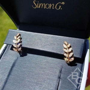 Simon G. 18K Rose Gold Leaf & Vine Style Earrings