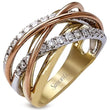 Load image into Gallery viewer, Simon G. 18K Tri-Color Gold Diamond Fashion &quot;Wave&quot; Ring
