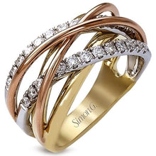 Load image into Gallery viewer, Simon G. 18K Tri-Color Gold Diamond Fashion &quot;Wave&quot; Ring
