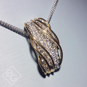 Simon G. 18K Two-Tone Gold Swirl Pave Diamond Pendant