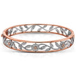 Load image into Gallery viewer, Simon G. 18K White and Rose Gold Vintage Style Flower Bangle
