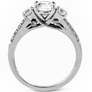 Simon G. 18K White Gold Classic Three Stone Diamond Engagement Ring