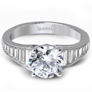 Simon G. 18K White Gold Diamond Baguette Engagement Ring