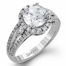 Load image into Gallery viewer, Simon G. 18K White Gold Diamond Halo Split Shank Engagement Ring
