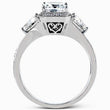 Load image into Gallery viewer, Simon G. 18K White Gold Halo Emerald Cut Three Stone Diamond Trillion Engagement Ring
