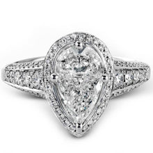 Load image into Gallery viewer, Simon G. 18K White Gold Mosaic Pear Cut Diamond Halo Engagement Ring

