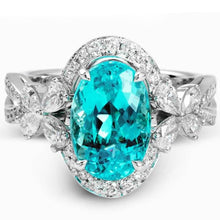 Load image into Gallery viewer, Simon G. 18K White Gold Oval Cut Blue Paraiba Tourmaline and Diamond Ring
