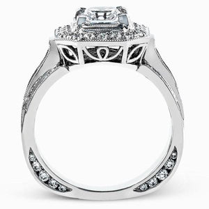 Simon G. 18K White Gold "Princess Cut" Halo Engagement Ring