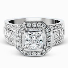 Load image into Gallery viewer, Simon G. 18K White Gold &quot;Princess Cut&quot; Halo Engagement Ring
