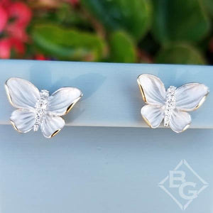 Simon G. 18K White & Yellow Gold Organic Allure Diamond Butterfly Earrings