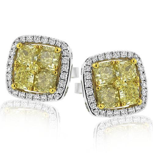 Simon G. 18K White & Yellow Gold Yellow Diamond Cluster Earrings